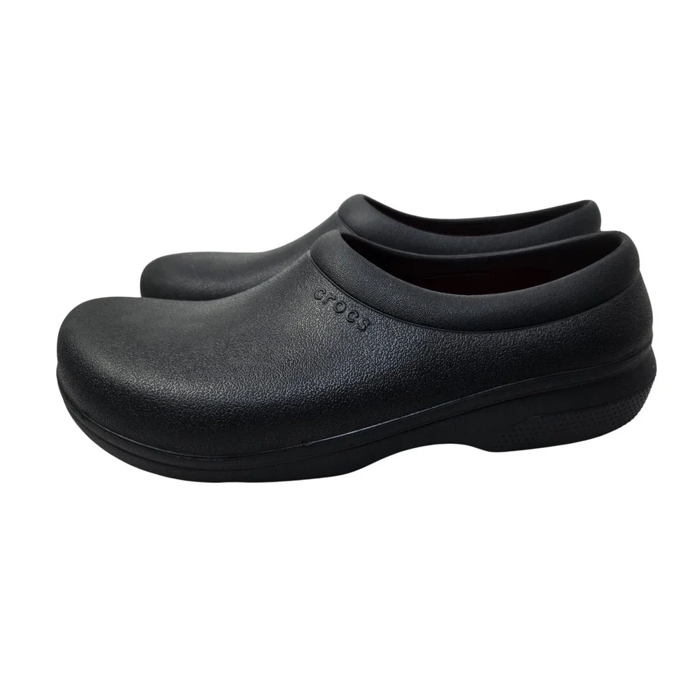 Crocs Clogs Size 11 On-The-Clock Work Slip-On Black LiteRide Slip Resistant 1509